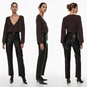 WILFRED Aritzia The Melina Pants 28" High-Rise Straight Vegan Leather Women's 4